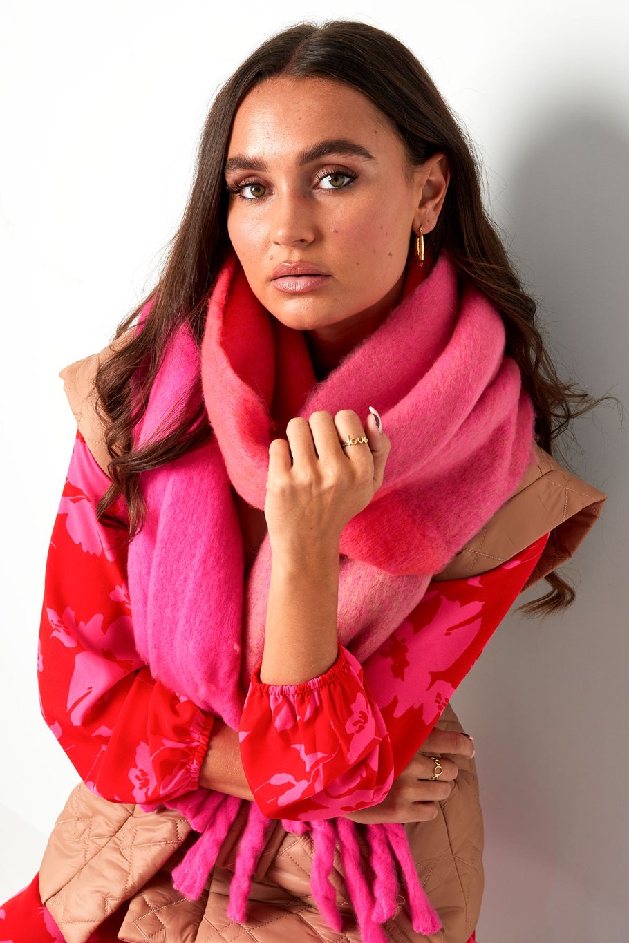 Schal helle Farben Rosa Polyester Bild8